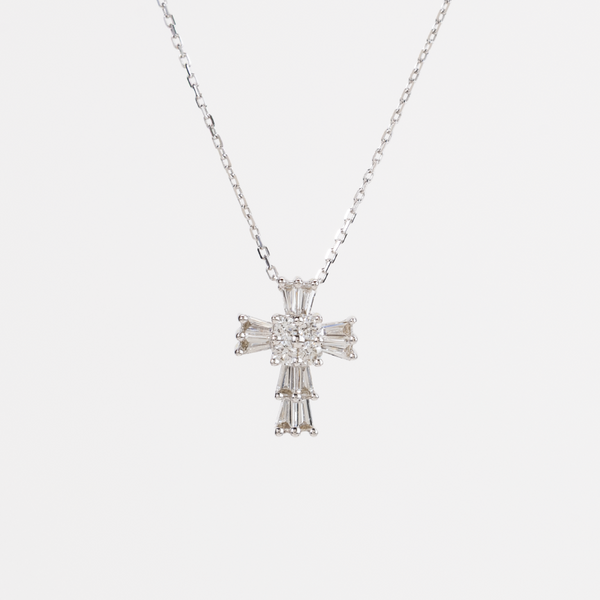 White Gold Diamond Cross Pendant