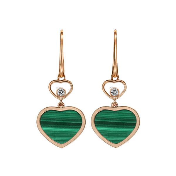 Chopard Happy Hearts Ethical Rose Gold Diamonds Green Agate Earring