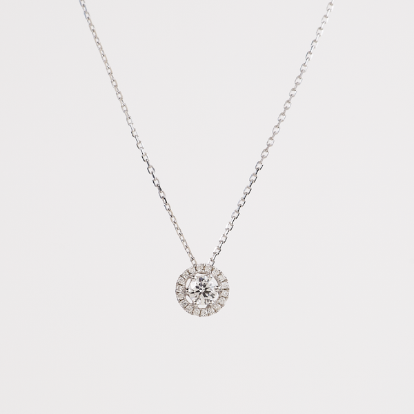 White Gold With Main Stone & Diamond Pendant
