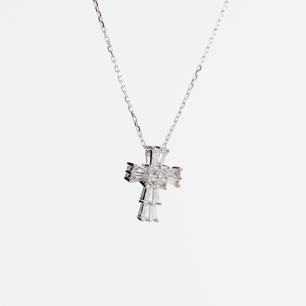 White Gold Diamond Cross Pendant
