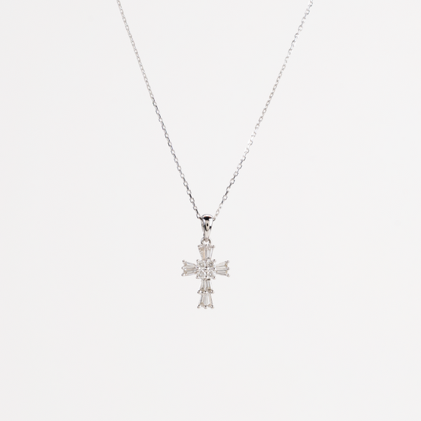 White Gold Diamond Cross Pendant