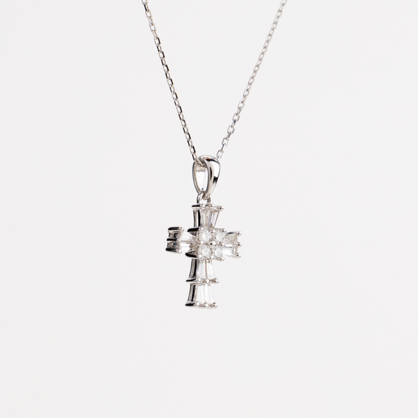 White Gold Diamond Cross Pendant