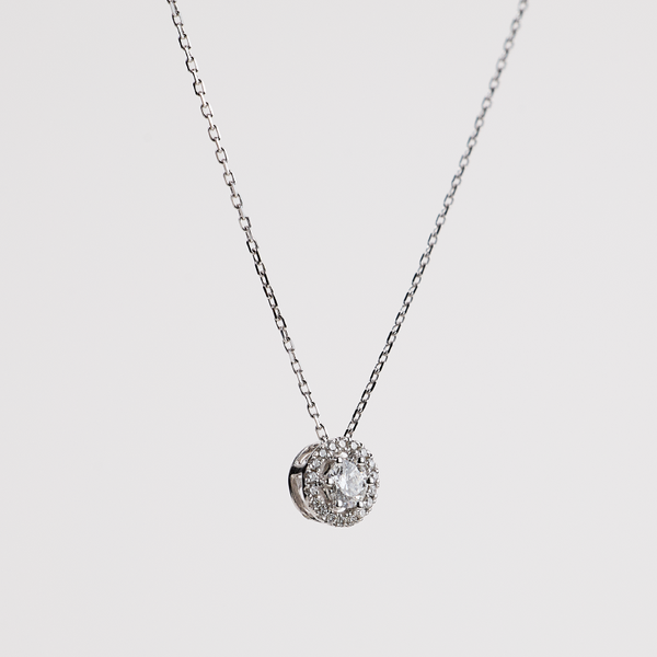 White Gold With Main Stone & Diamond Pendant
