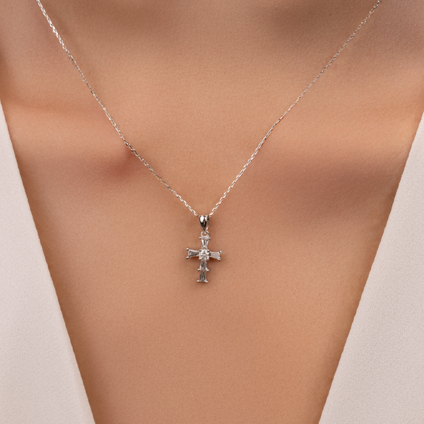 White Gold Diamond Cross Pendant