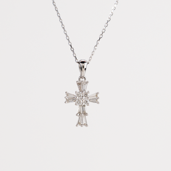 White Gold Diamond Cross Pendant