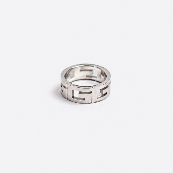 Gucci 18K White Gold G Logo Band Ring 13