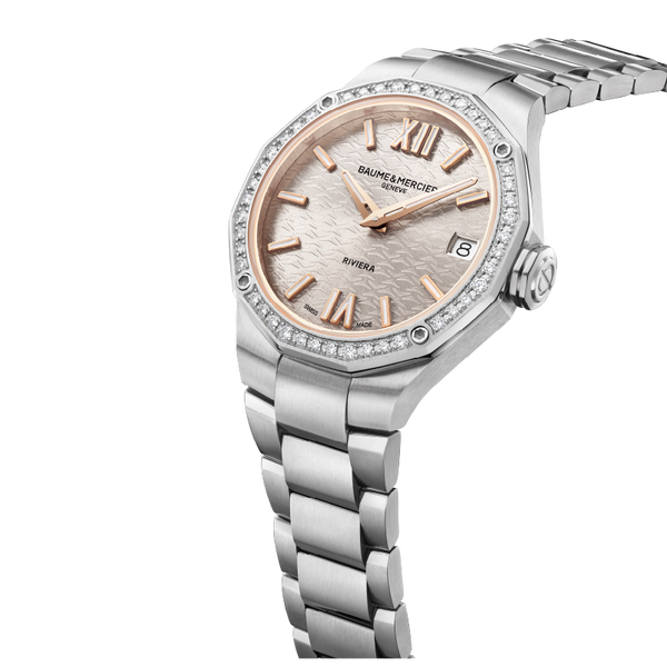 Baume et Mercier RivieraQuartz watch, Date display, Diamond-set - 33 mm