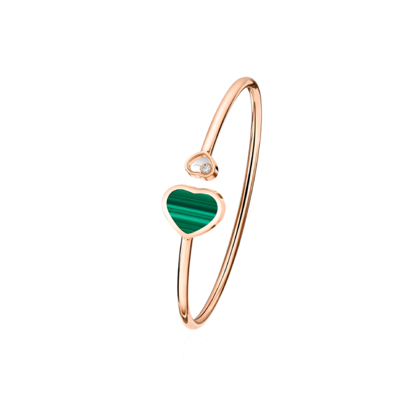 Chopard Happy Hearts Rose Gold Malachite Diamond Bangle Size S