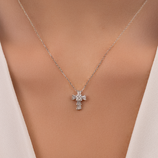 White Gold Diamond Cross Pendant