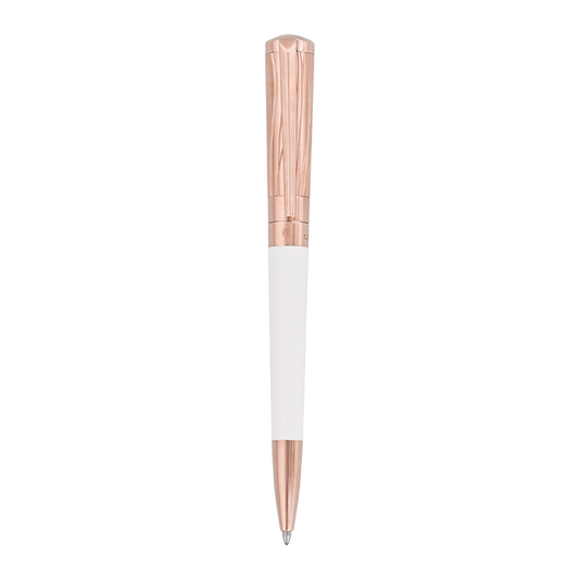 S.T.DUPONT LIBERTÉ WHITE LACQUER AND ROSE GOLD BALLPOINT PEN