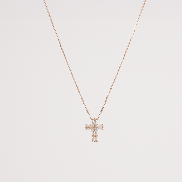 Rose Gold Diamond Cross Pendant