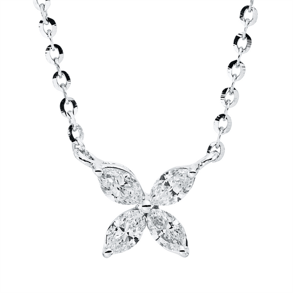 White Gold, Diamond necklace 18 kt WG, with loop at 40,6 cm