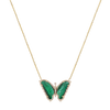 14KT YELLOW GOLD AND DIAMOND MALACHITE BABY BUTTERFLY NECKLACE