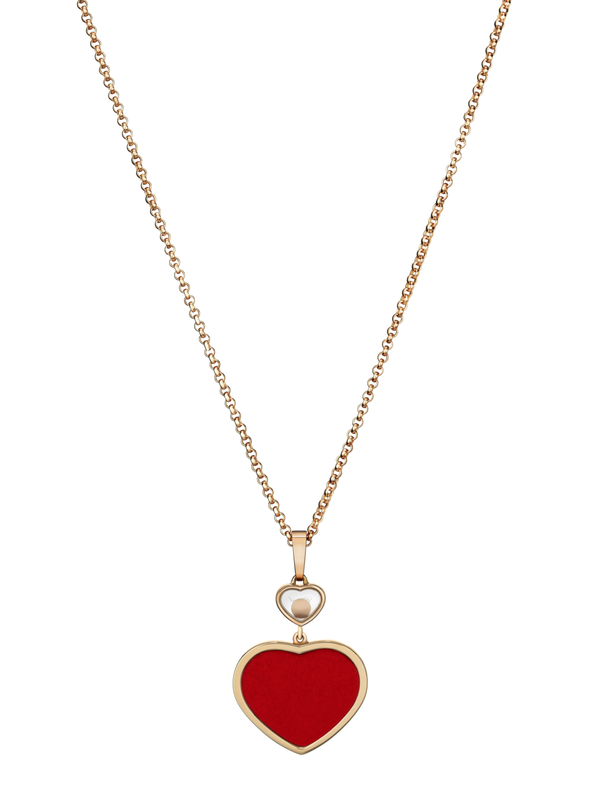 Chopard Happy Hearts Rose Gold Red Stone Pendant