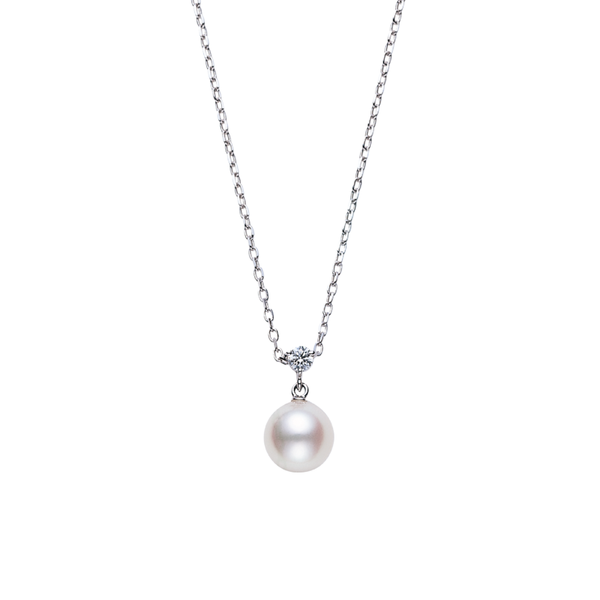 Mikimoto Pearl and Diamond Pendant 18K White Gold