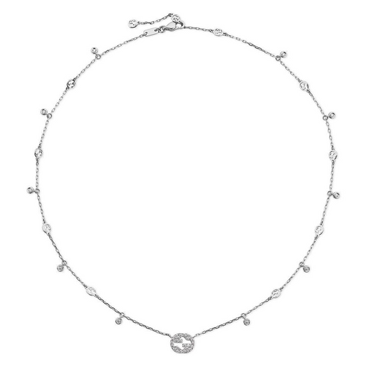 Gucci, Gucci Interlocking 18ct White Gold Diamond Necklace