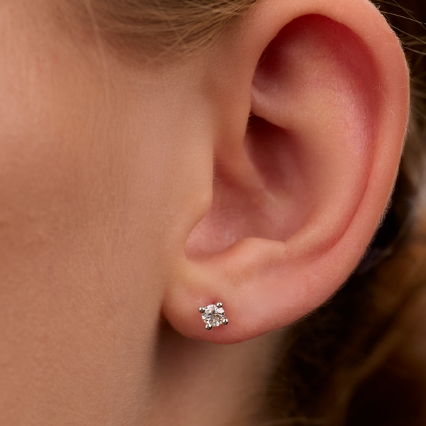 White Gold with Main Stone & Diamond Earrings