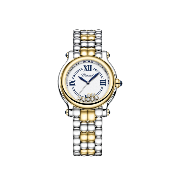 Chopard Happy Sport The First 33 mm, quartz, ethical yellow gold, Lucent Steel™, diamonds