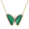 14KT YELLOW GOLD AND DIAMOND MALACHITE BABY BUTTERFLY NECKLACE