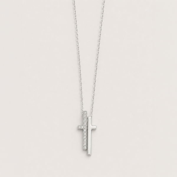 Gucci, Diamond Split Cross Pendant Necklace
