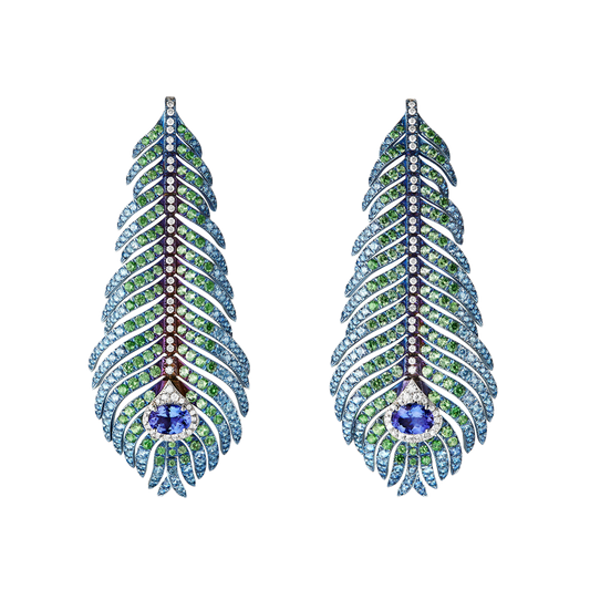 Boucheron Plume de paon pendant earrings
