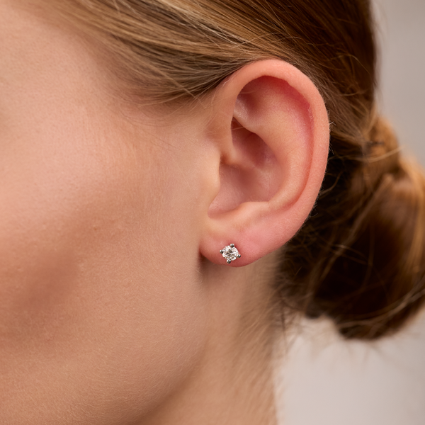 White Gold with Main Stone & Diamond Earrings