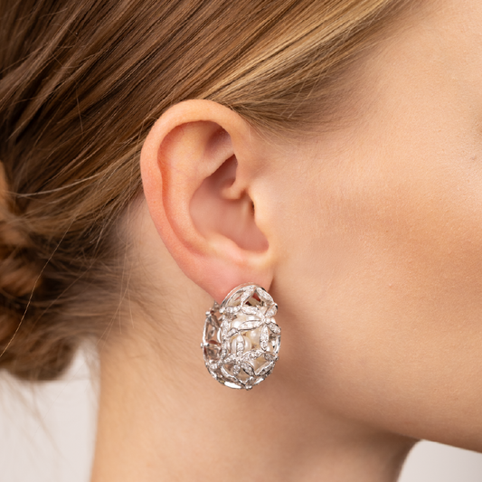 Mikimoto Pearl, Diamond, hoop earrings