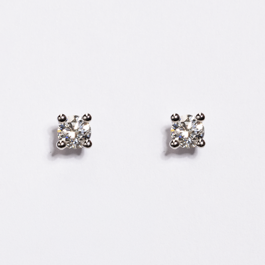 White Gold Main Stone & Diamond Earrings