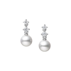 Mikimoto Pearl Diamond 18K White Gold Earrings