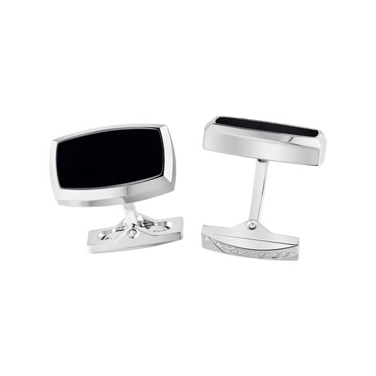 S.T. DUPONT CL LABEL CUFFLINKS BLACK INOX