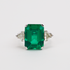 DIAMOND, EMERALD WHITE GOLD  TRILOGY RING 54