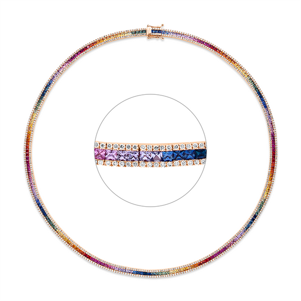 Red Gold, Diamond necklace 18 kt RG