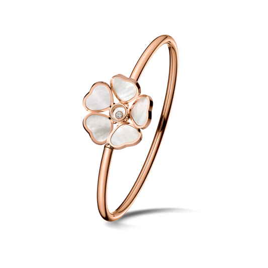Chopard Happy Hearts Flowers Rose Gold Mother-of-Pearl Bangle Size M