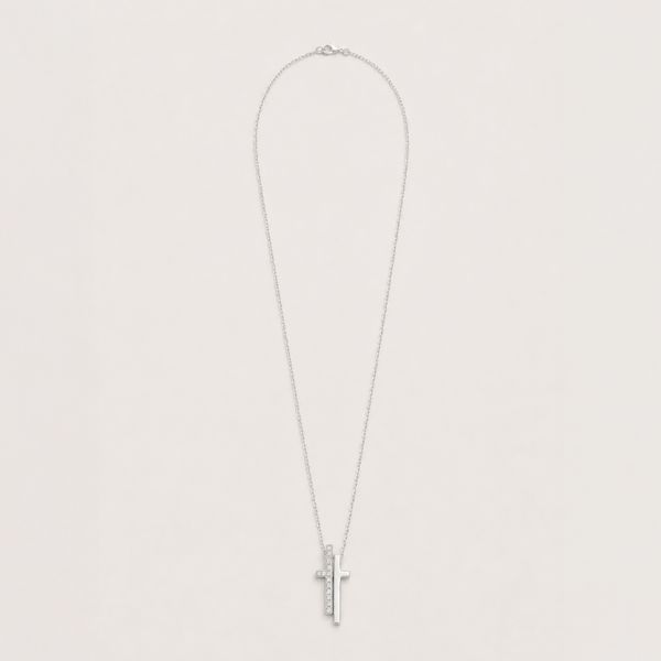 Gucci, Diamond Split Cross Pendant Necklace