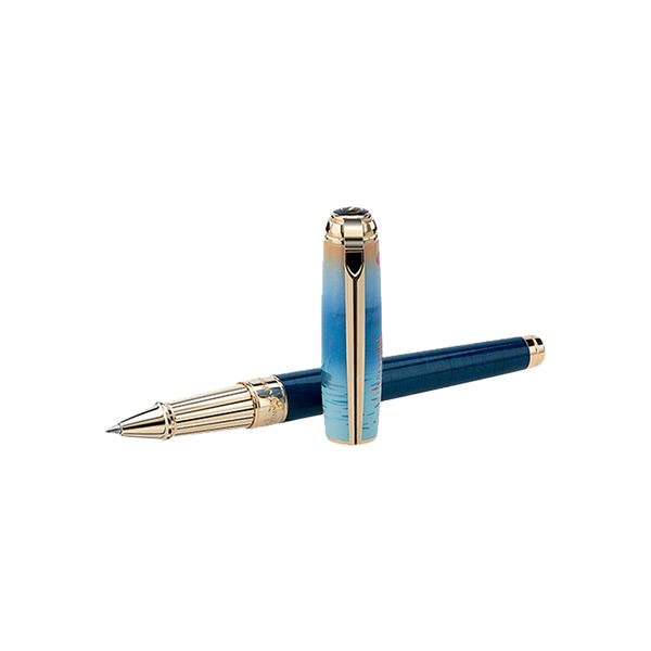 S.T. DUPONT MONET ROLLER BALL LINE D BLUE AND GOLD LIMITED EDITION