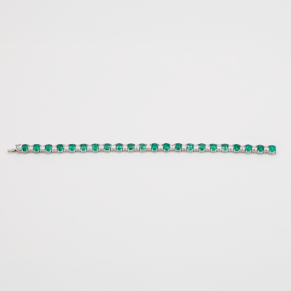 Platinum Bracelet with Diamonds & Emeralds