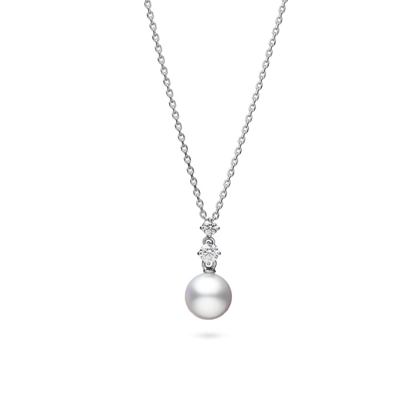 Mikimoto Pearl and Diamond Pendant 18K White Gold