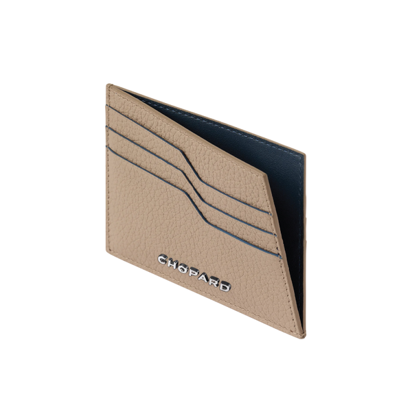 CHOPARD HERITAGE SMALL CARD HOLDERbeige grained calfskin & blue calfskin