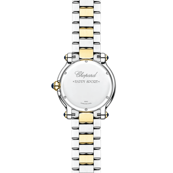 Chopard Happy Sport The First 33 mm, quartz, ethical yellow gold, Lucent Steel™, diamonds