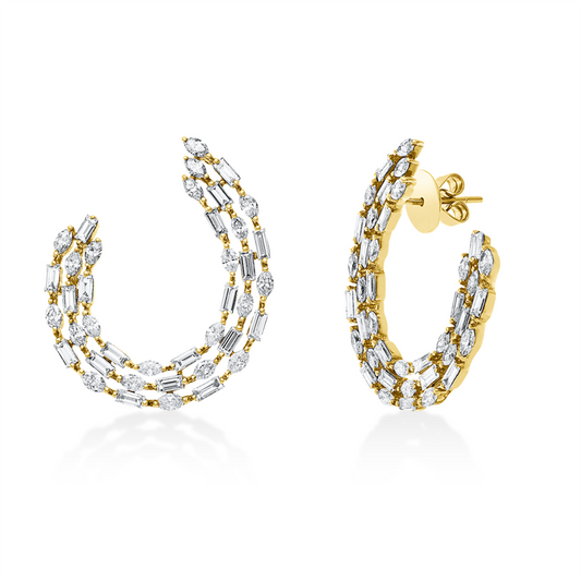 Yellow Gold, Diamond earrings 18 kt YG