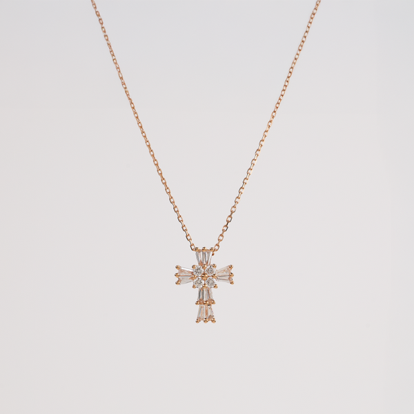 Rose Gold Diamond Cross Pendant
