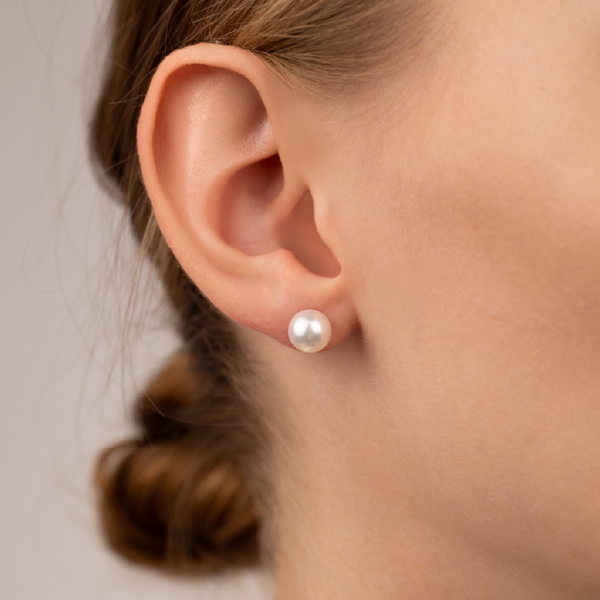Mikimoto Classic Pearl Stud Earrings 18K White Gold