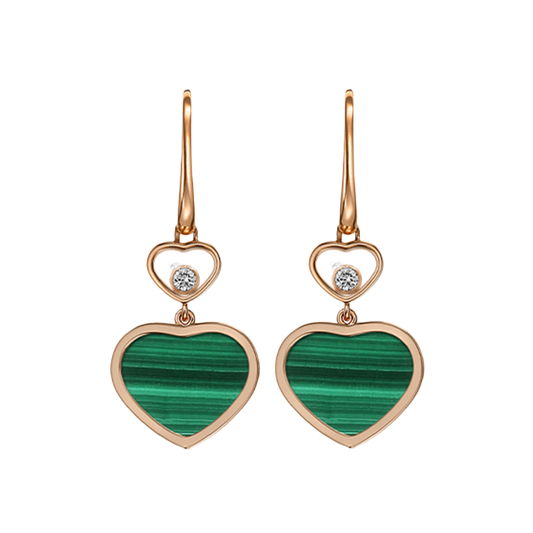 Chopard Happy Hearts Ethical Rose Gold Diamonds Green Agate Earring