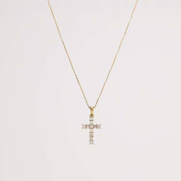 Yellow Gold Diamond Cross Pendant