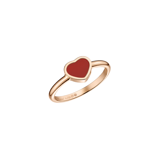 Chopard Happy Heart Rose Gold Carnelian Ring 54