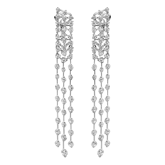 TRIPLE ROW DIAMOND DROP EARRINGS