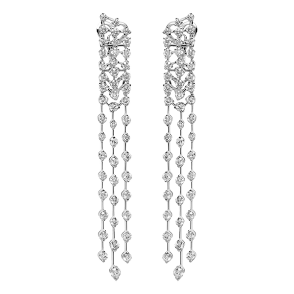 TRIPLE ROW DIAMOND DROP EARRINGS