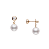 Mikimoto Pearl and Diamond Earrings 18K Rose Gold