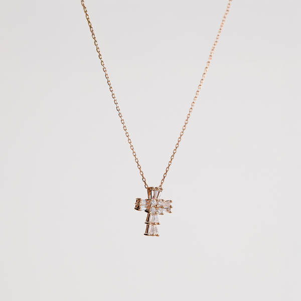 Rose Gold Diamond Cross Pendant