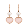 Chopard Happy HeartsEarrings, ethical rose gold, diamonds, pink opal